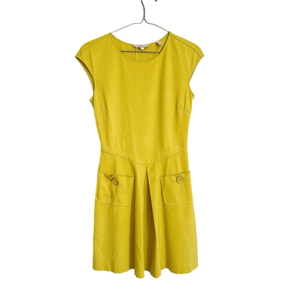 TED BAKER:Harmia pocket mustard yellow jersey dress size 1 - Picture 4 of 12